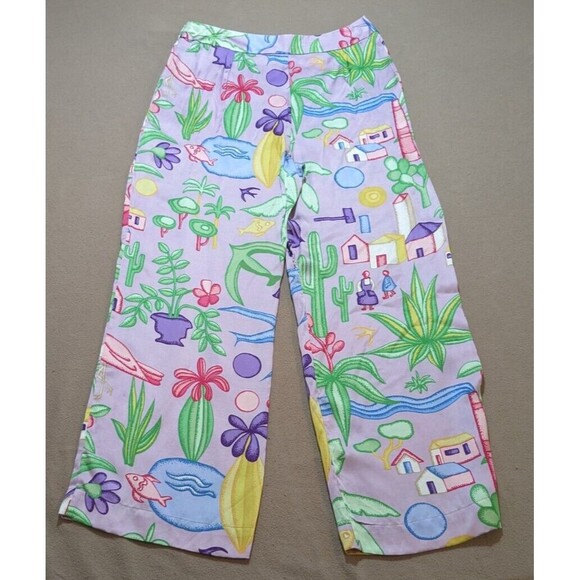 Nice Things by Paloma S. Plant & Cactus Theme Wide Leg Side Zipper Pants Size 8 - Picture 2 of 12